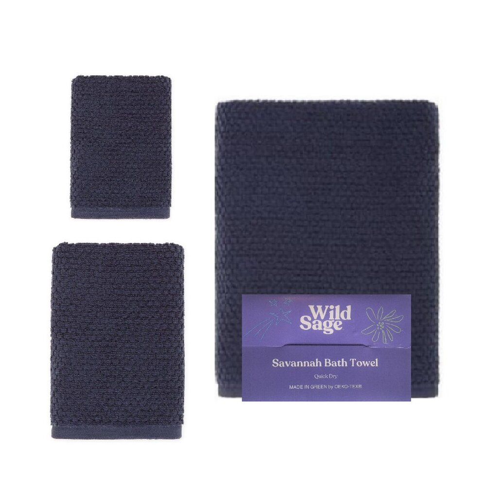 new BIJOU BLUE Wild Sage Savannah 90% Cotton Towel Set BATH + HAND + WASHCLOTH